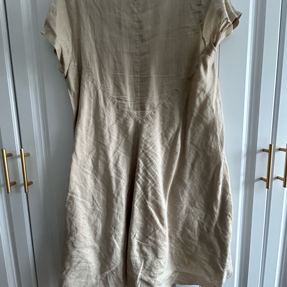 Elegant Beige Linen Women's Top/Dress - Picture 3 of 6